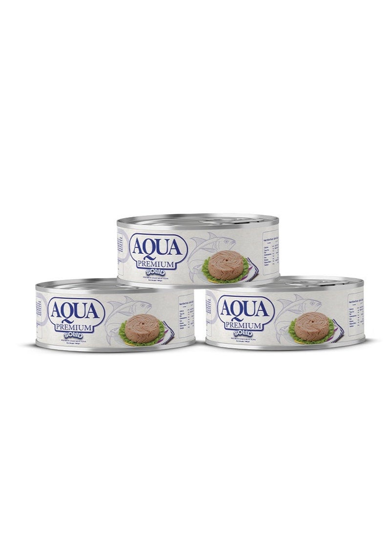 AQUA PREMIUM Solid Tuna Light Meat easy open 160grams Pack of 3 - Image 1